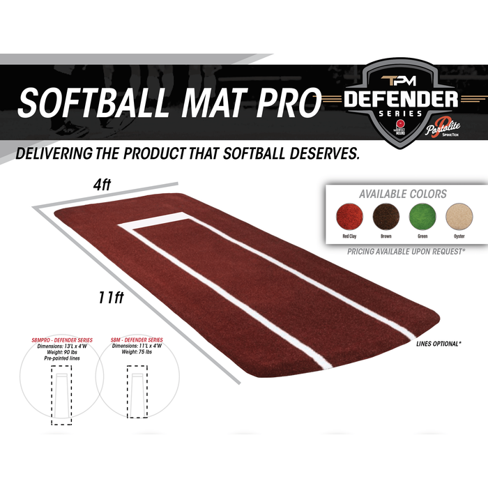 The Perfect Mound Defender Series Softball Mat SBM (11' x 4')